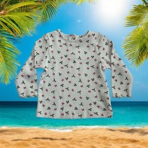 🥳 3/$15 KIDS CLEARANCE❣️NWOT Little Me Holiday Ruffle Long Sleeve Top Sz 6 mos